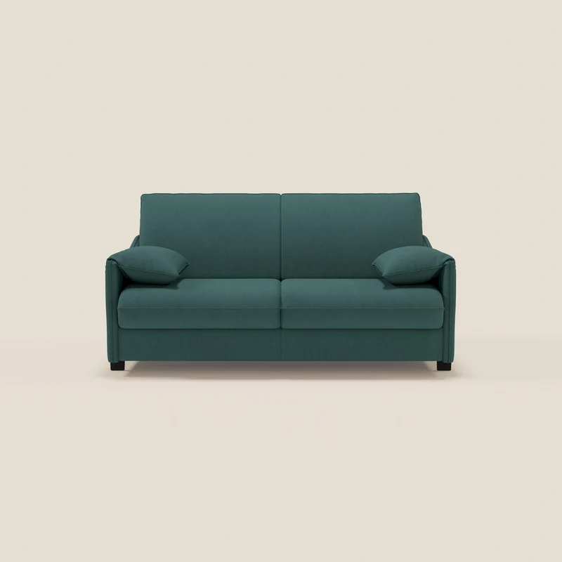 Primula divano letto con materasso alto 18 cm - braccioli mobili e tessuto smacchiabile T05 verde