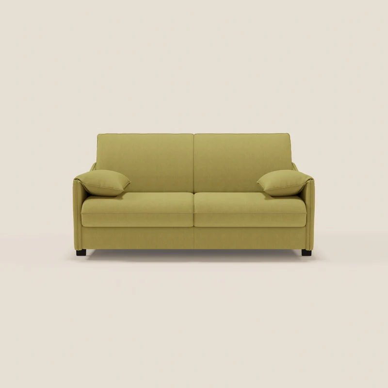 Primula divano letto con materasso alto 18 cm - braccioli mobili e tessuto smacchiabile T05 giallo