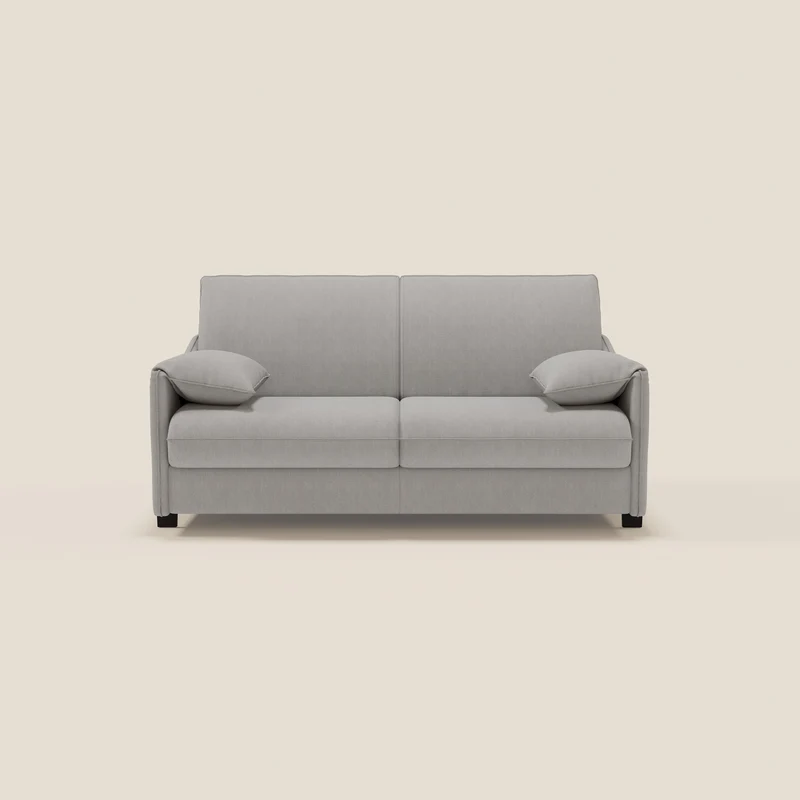 Primula divano letto con materasso alto 18 cm - braccioli mobili e tessuto smacchiabile T05 grigio
