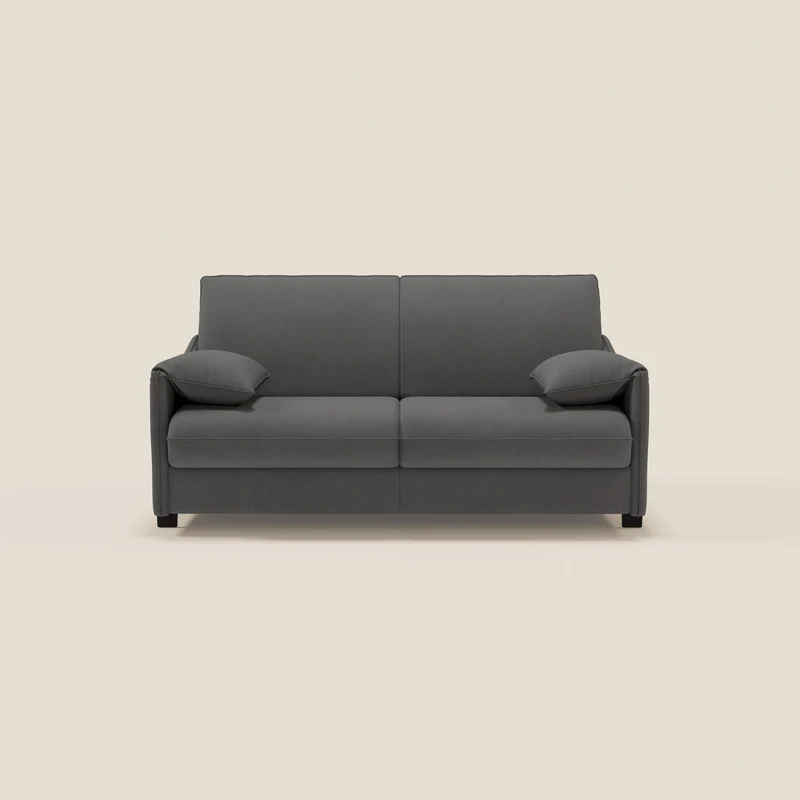 Primula divano letto con materasso alto 18 cm - braccioli mobili e tessuto smacchiabile T05 antracite