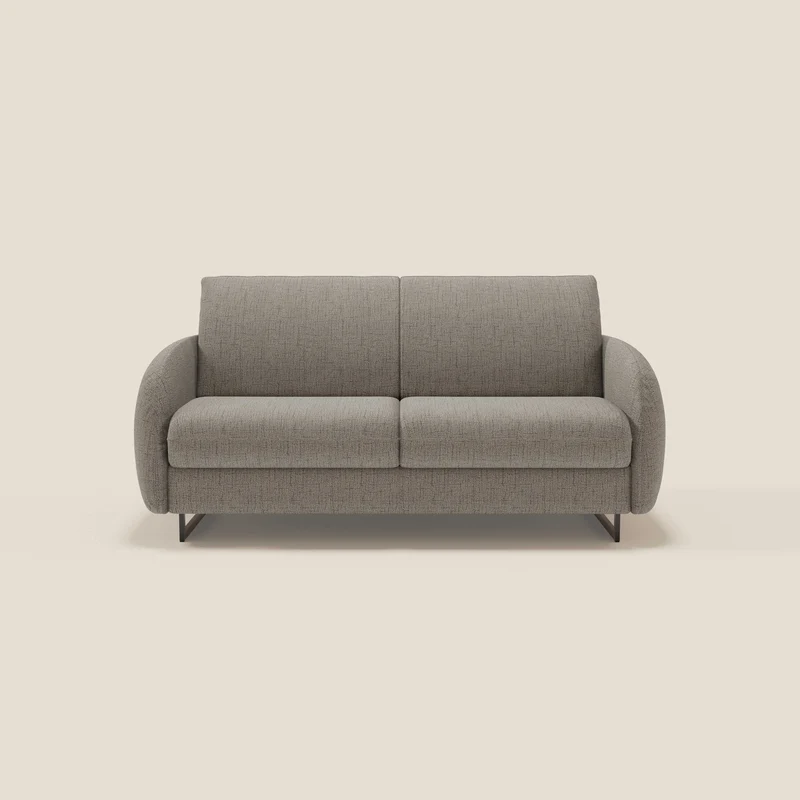Ninfea divano letto Design Morbido con Piedini alti in Metallo e Materasso H18 cm in tessuto impermeabile T03 talpa