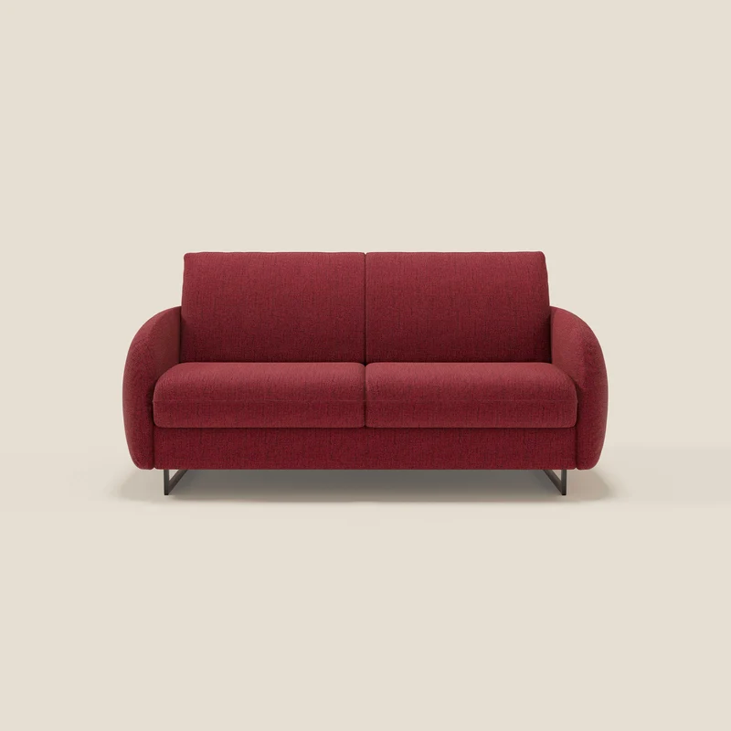 Ninfea divano letto Design Morbido con Piedini alti in Metallo e Materasso H18 cm in tessuto impermeabile T03 rosso