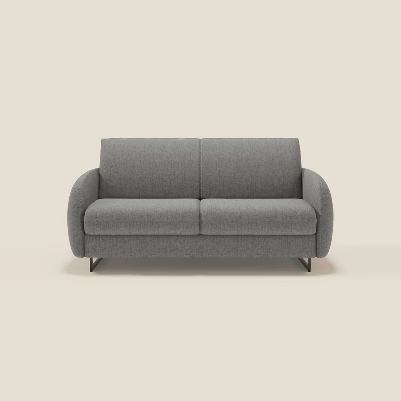 Ninfea divano letto Design Morbido con Piedini alti in Metallo e Materasso H18 cm in tessuto impermeabile T03 grigio