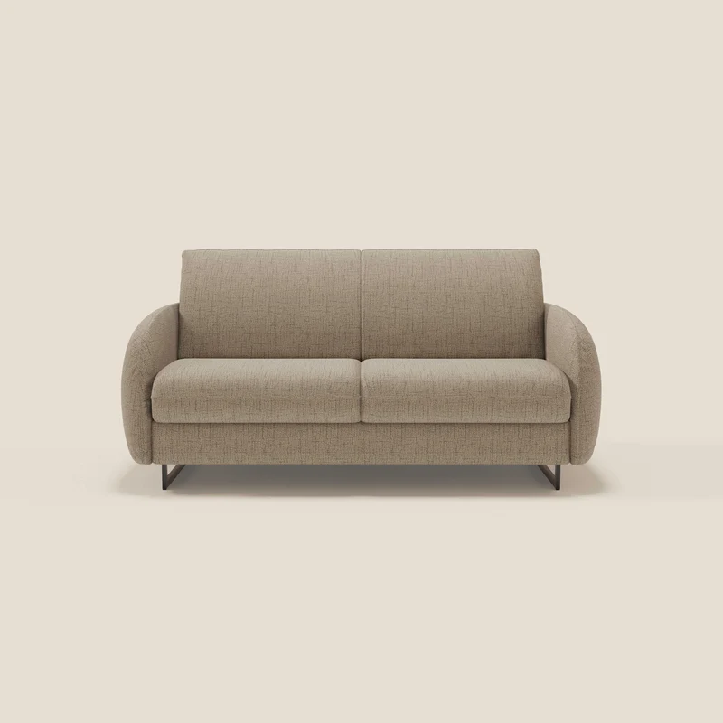 Ninfea divano letto Design Morbido con Piedini alti in Metallo e Materasso H18 cm in tessuto impermeabile T03 marrone