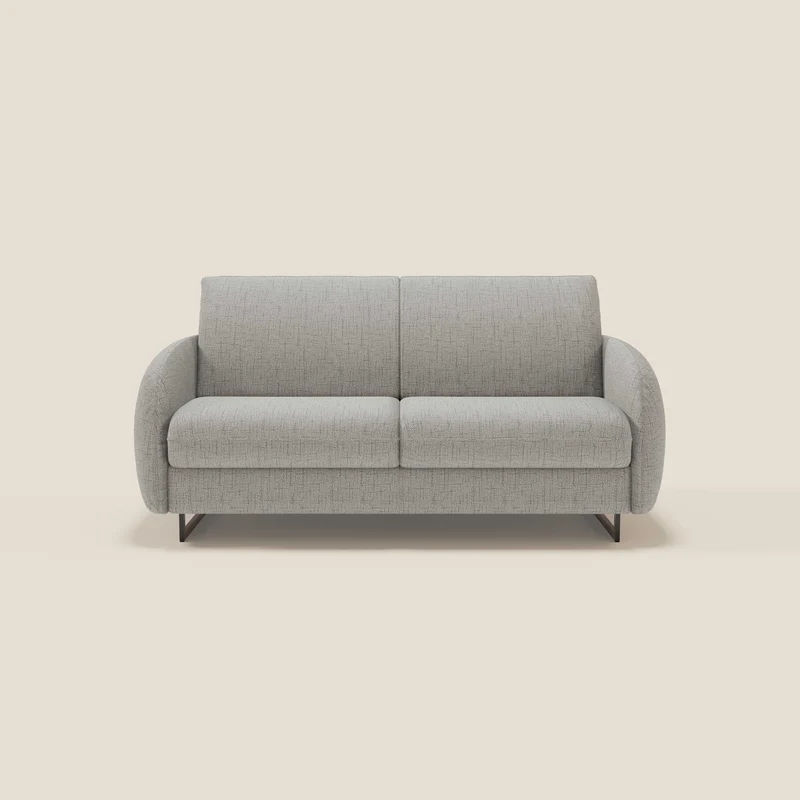 Ninfea divano letto Design Morbido con Piedini alti in Metallo e Materasso H18 cm in tessuto impermeabile T03 grigio chiaro