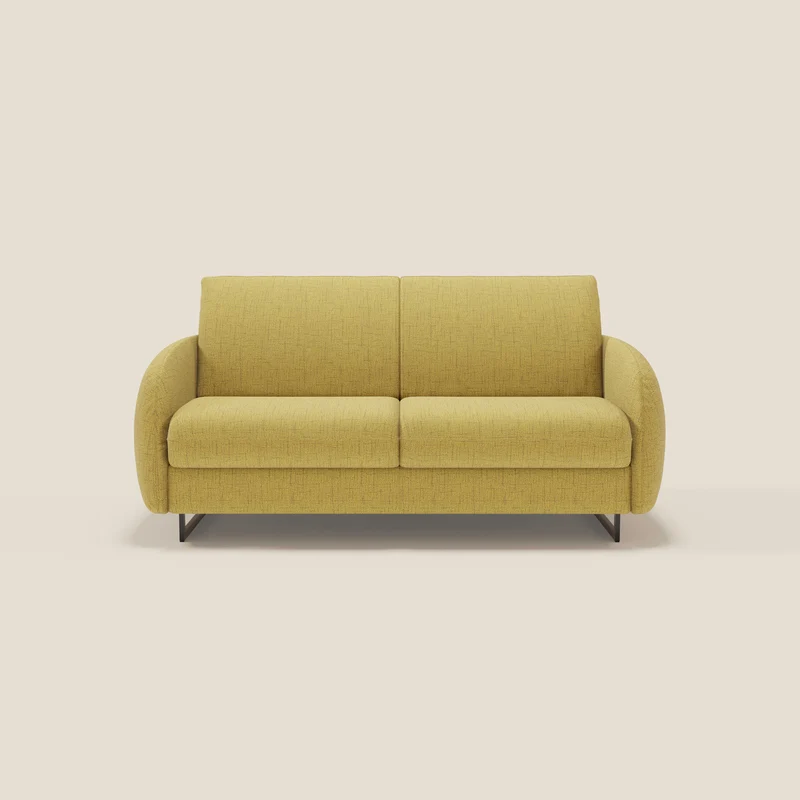 Ninfea divano letto Design Morbido con Piedini alti in Metallo e Materasso H18 cm in tessuto impermeabile T03 giallo