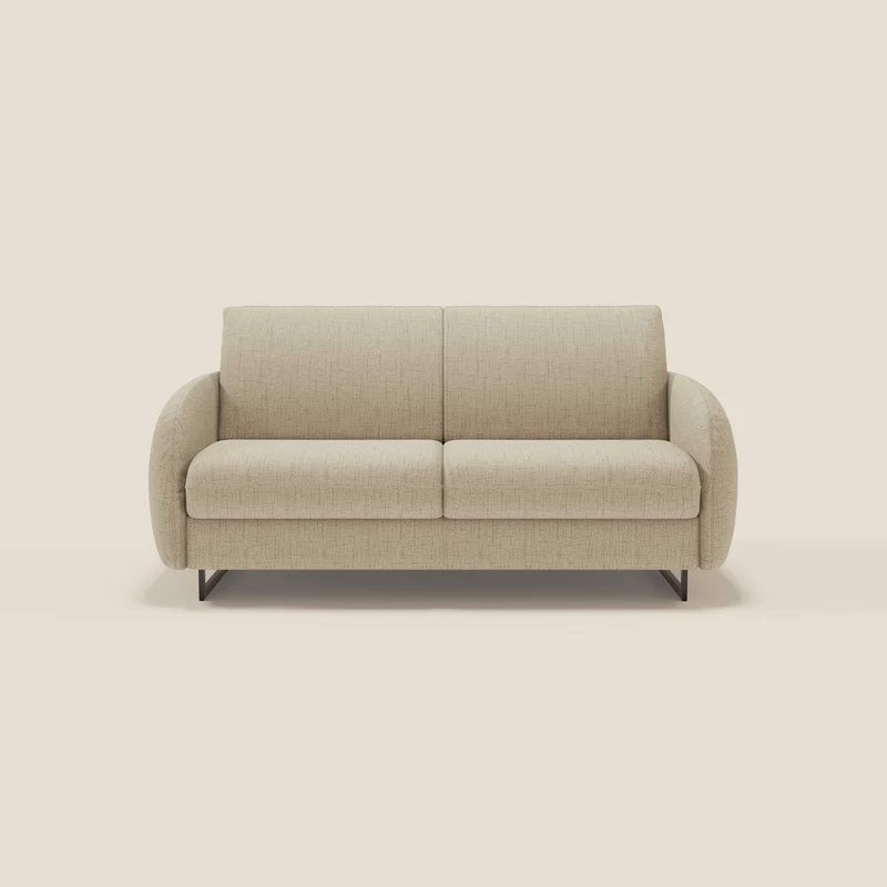 Ninfea divano letto Design Morbido con Piedini alti in Metallo e Materasso H18 cm in tessuto impermeabile T03 beige