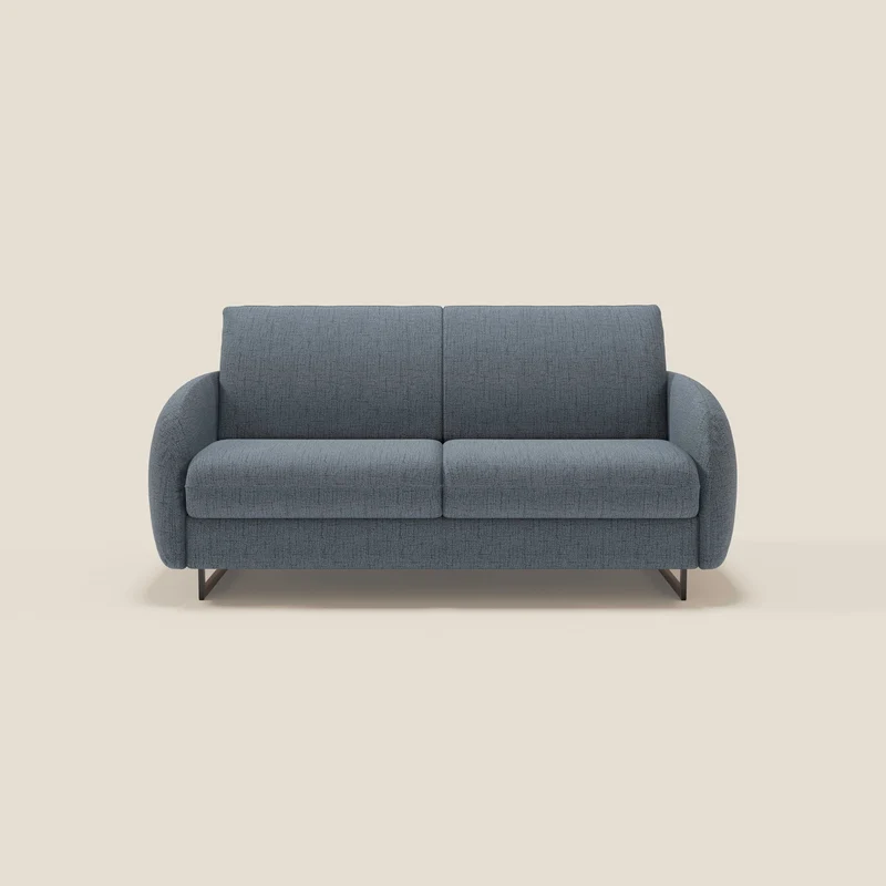 Ninfea divano letto Design Morbido con Piedini alti in Metallo e Materasso H18 cm in tessuto impermeabile T03 blu