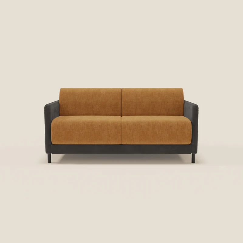 Narciso divano letto design con materasso H18 cm bicolore con struttura in microfibra smacchiabile e imbottiture in elegante tessuto impermeabile T06 nero - ocra